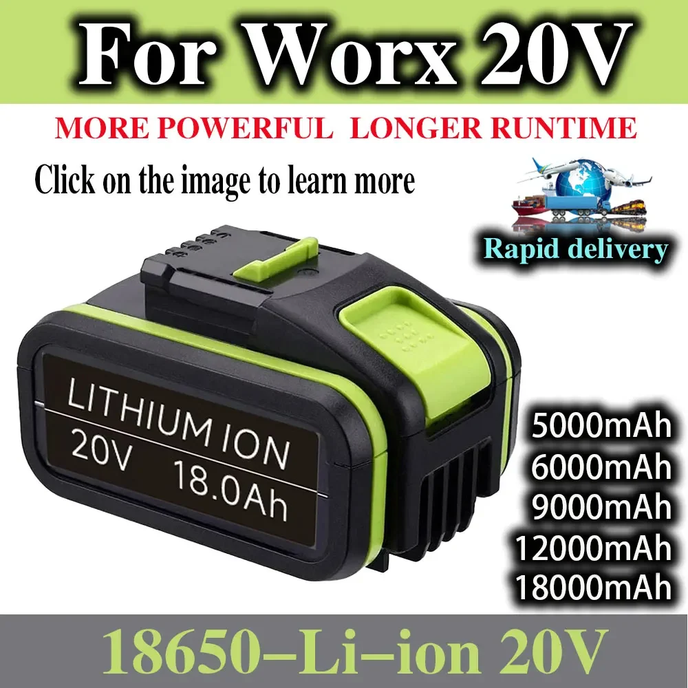 NEW 20V18000mAh Lithium Rechargeable Replacement Battery for Worx Power Tools WA3551 WA3553 WX390 WX176 WX178 WX386 WX678