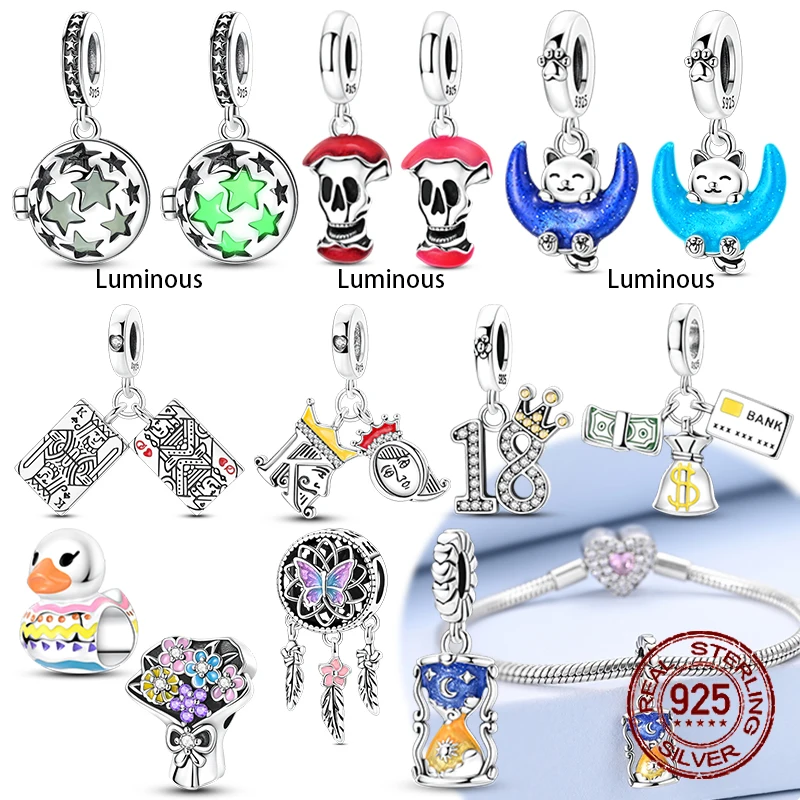 حار بيع مضيئة ستار سحر 925 فضة الشمس القمر الساعة الرملية استرخى قلادة صالح الإسورة سوار قلادة DIY مجوهرات #1