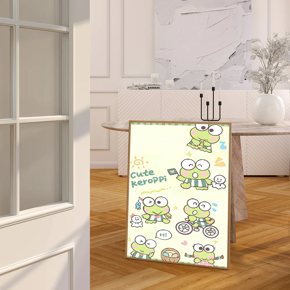 Śliczne Kero Kero Keroppi samoprzylepny plakat artystyczny biały papier drukuje plakaty grafika estetyczna sztuka malarstwo ścienne