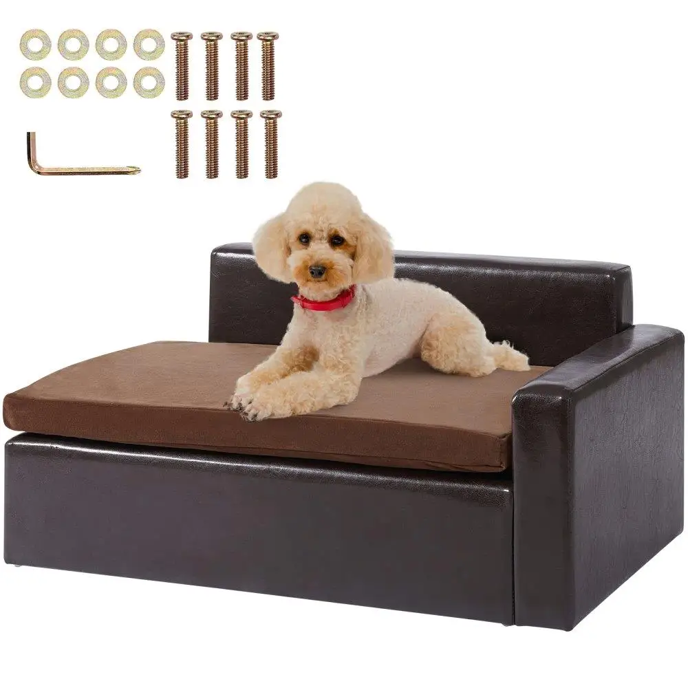 

Soft Leather Dog & Cat Sofa Bed for medium -Sized Pets Up to 110 lbs Capacity Perfect for Relaxation
