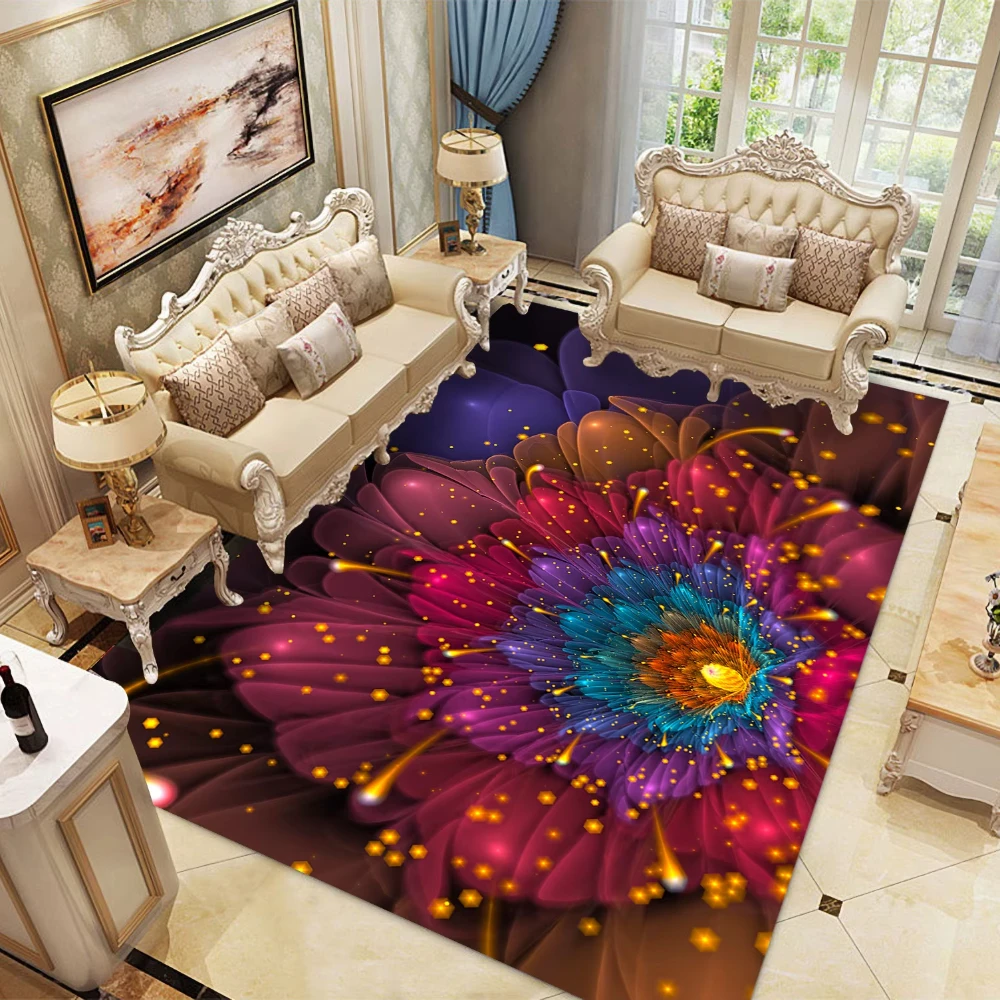 

Colour Rose 3D Printing Carpet Romantic Valentine's Day Home Decor Carpets for Living Room Bedroom Area Rugs Kids Room Play Mats