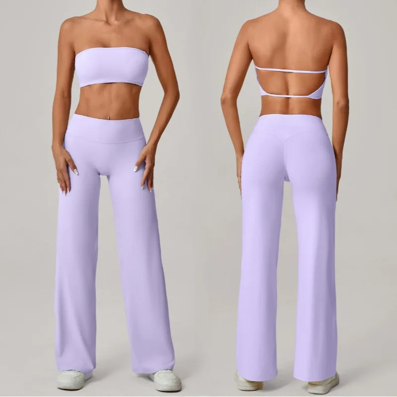 

Женский комплект из двух предметов для йоги, красивые спортивные длинные брюки с обтягивающей спиной и высокой талией для бега на открытом воздухе, тренажерного зала, фитнеса, тренировок