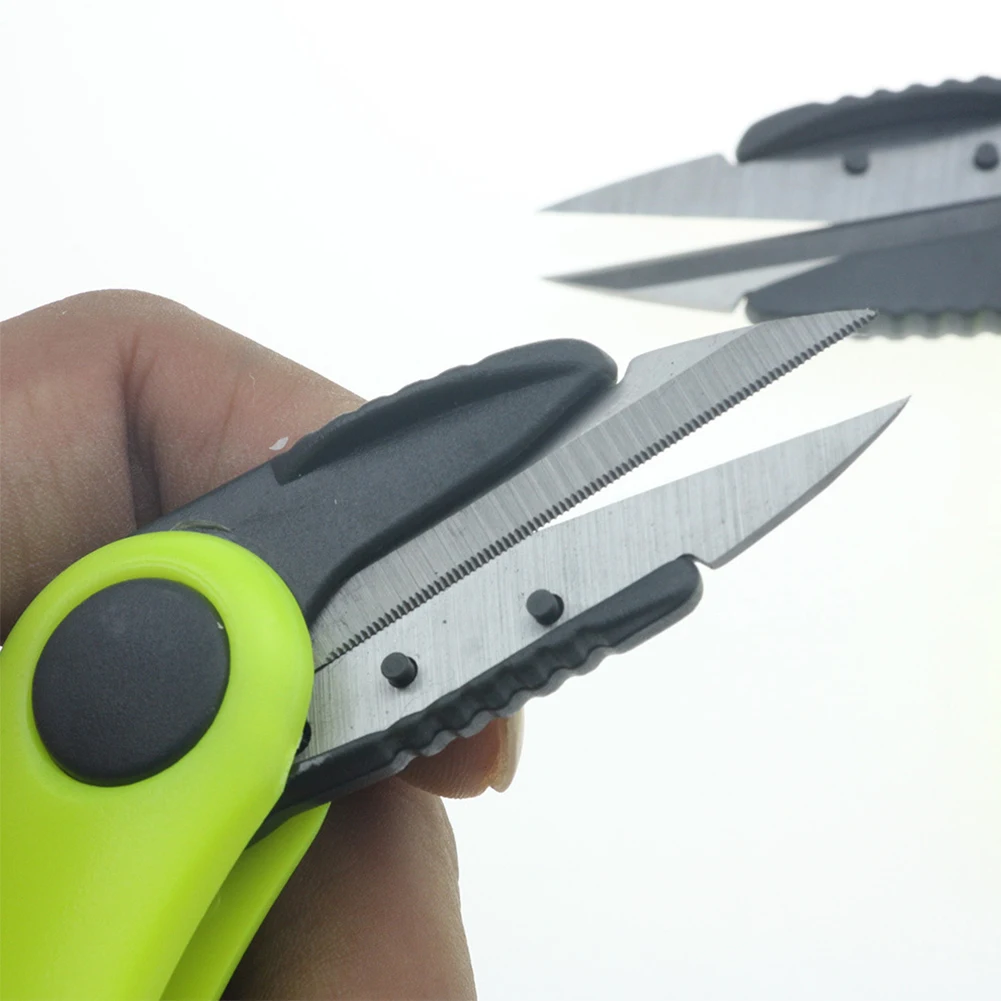 Tijera de sedal plegable en forma de Camarón, aparejos de pesca de acero inoxidable, herramienta de corte