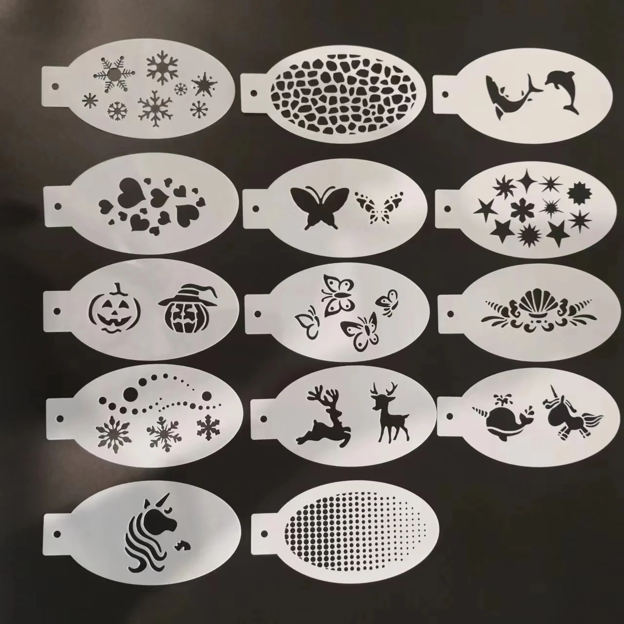 New Face Painting Stencils Templates Professional Body Art Dolphin Deer Butterfly Plastic Makeup Tools