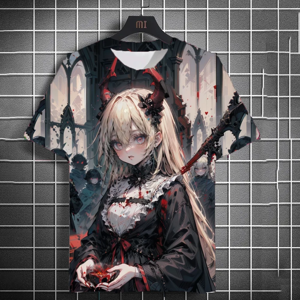 Men's Anime Girl Graphic T-Shirts 3D Sexy Beauty Print T Shirt Man/Women Short Sleeve Tee Fashion Y2k Top Mens Clothing