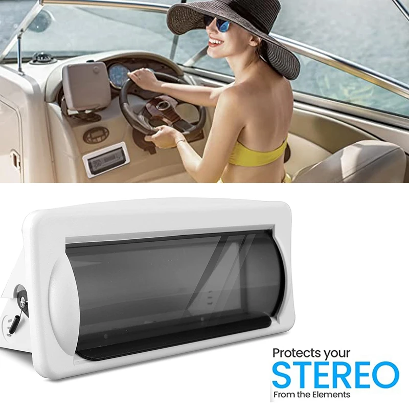 Boat Flush Mount Stereo Cover Marine Deck Cover Housing Waterproof Radio Splash Guard For RV Caravan Yacht DVD Frame