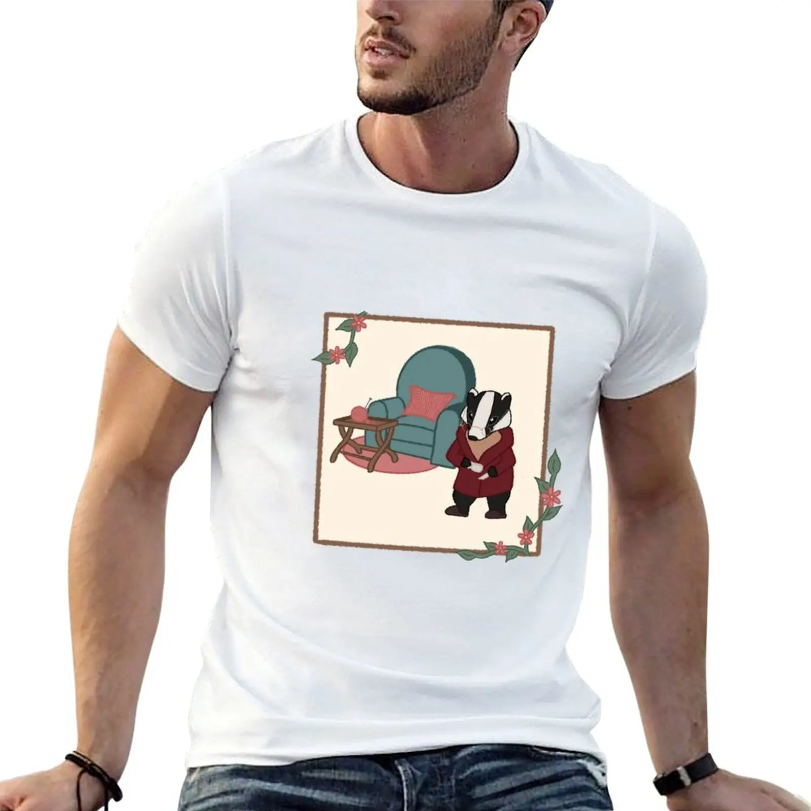 

Framed Cozy Badger T-Shirt t shirts for man cotton soft printed t shirts for man essential t shirt T-Shirt