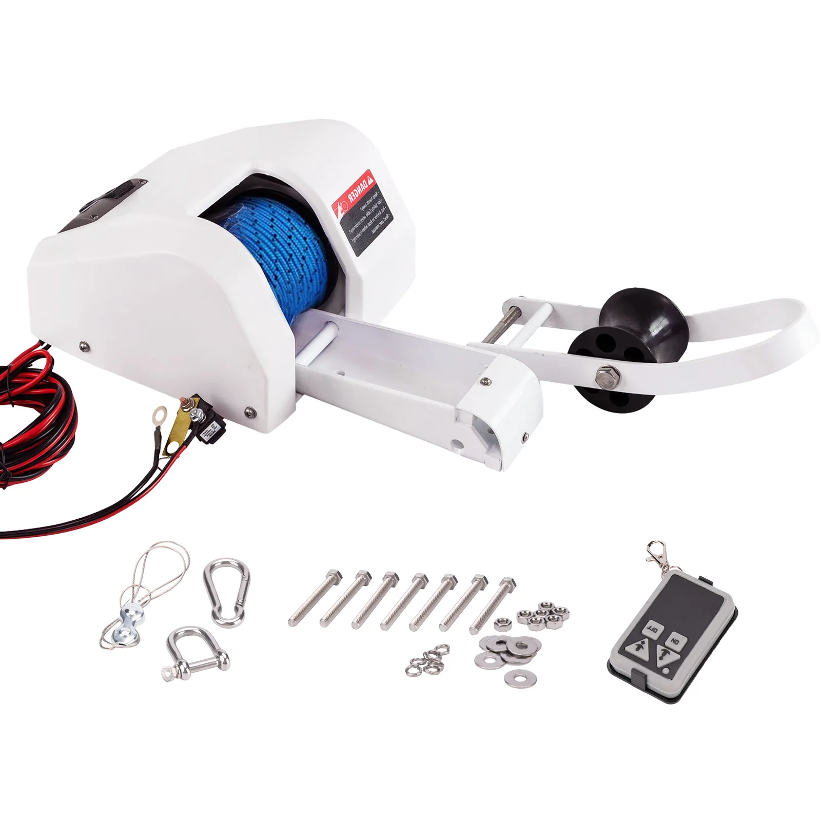 Electric Anchor Winch for Pontoon Boat 35lb Saltwater Anchor with Wireless Remote Control Kit