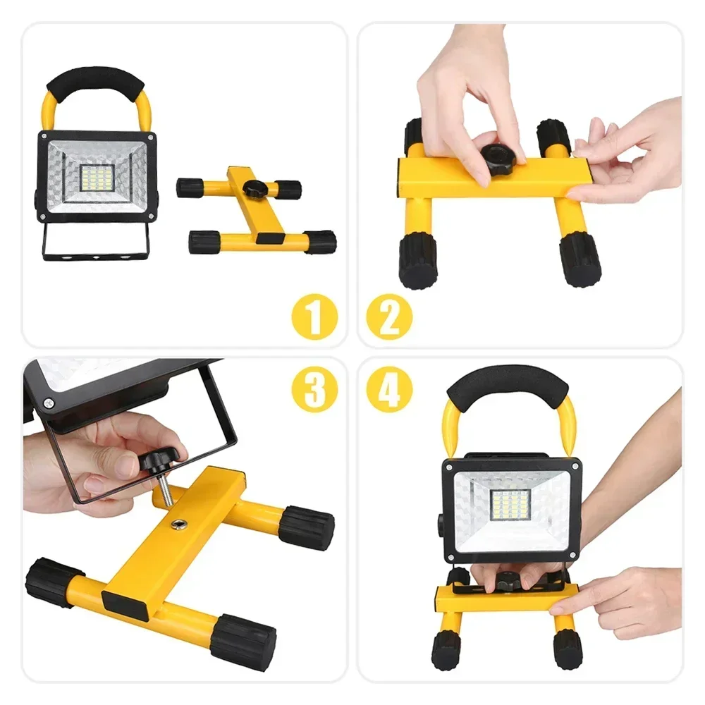 30W/60W LED Portable Rechargeable Floodlight Waterproof Spotlight Battery Powered Searchlight Outdoor Work Lamp Camping Lantern