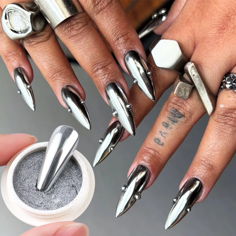 ผงโครเมียมสำหรับตกแต่งเล็บ 36 ชิ้น สีทอง เงิน โรสโกลด์ ผงเมทัลลิกแบบกระจก สำหรับตกแต่งเล็บ กลิตเตอร์ ผงขัดเงา ทำเล็บ