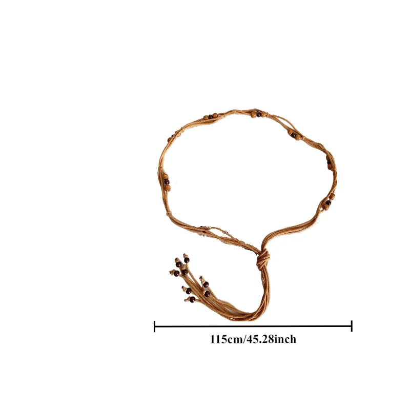 New Women's Bohemian Minimalist Waxed Cord Braided Waist Tie Butterfly-Knot Waist Tie for Unique Dresses and Accessories