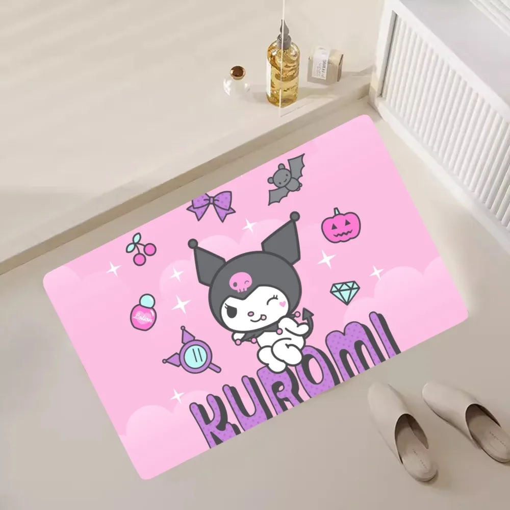 Miniso Kuromi Sanrio Boden matte Schlafzimmer Küchen tür Badehaus super saugfähiger Fuß rutsch fest