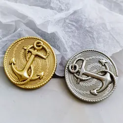 Gold Silvery Anchor Design Luxury Sewing Articles for Sewing Metal Button for Clothing Coat DIY Crafts Materials Decorative
