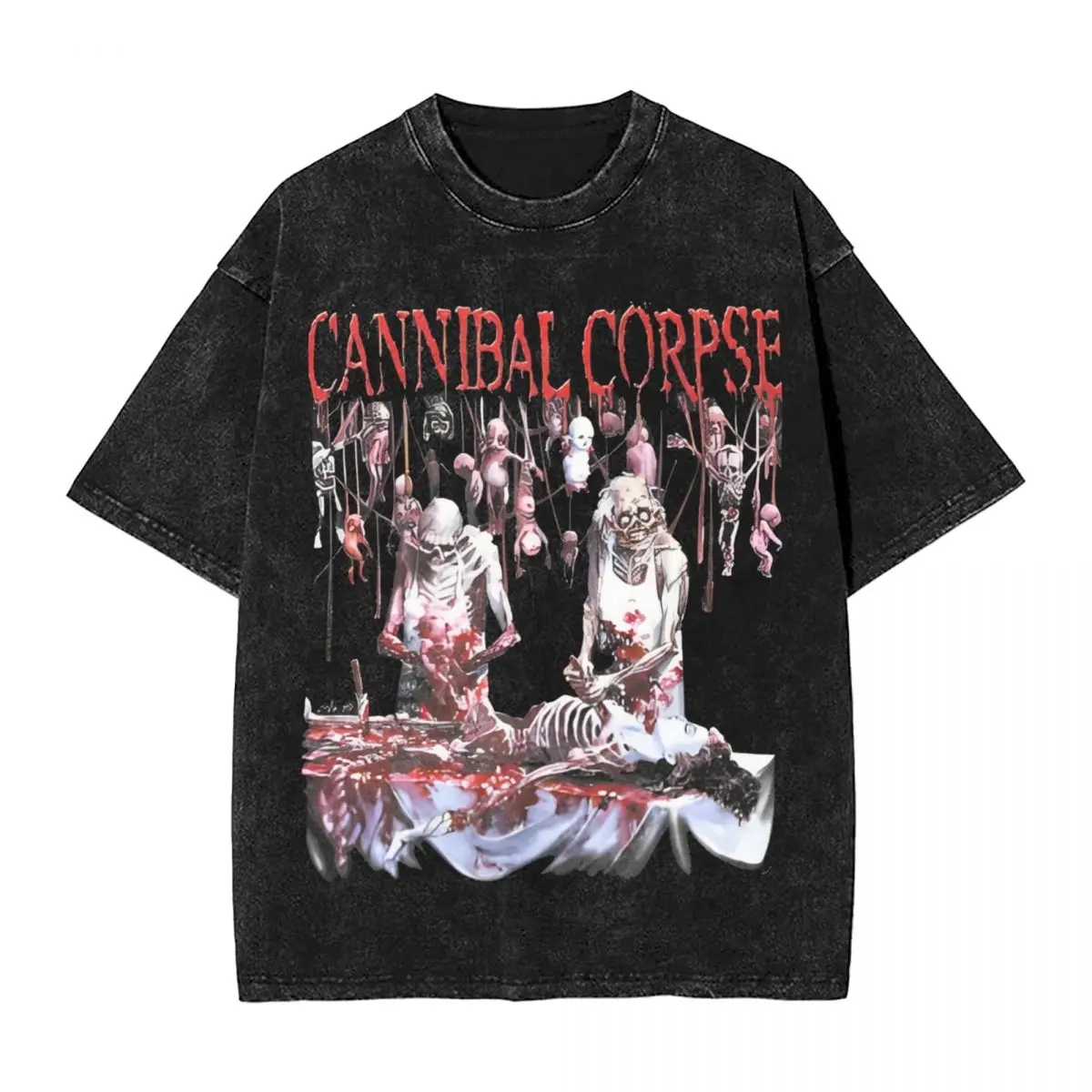 Cannibal Corpse Washed T-Shirt Male Vintage Cotton T Shirts Summer Breathable Hipster Tees Print Big Size Tops