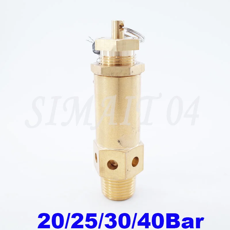 Brass Air Compressor Safety valve 20bar/25bar/30bar/40bar high pressure air pressure relief valve vent male 1/2 BSP thread