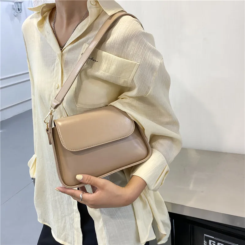 Trendy Fashion Flap Shoulder Bag For Women PU Leather Underarm Bags Designer Solid Color Armpit Handbag and Purse Girls Totes sa