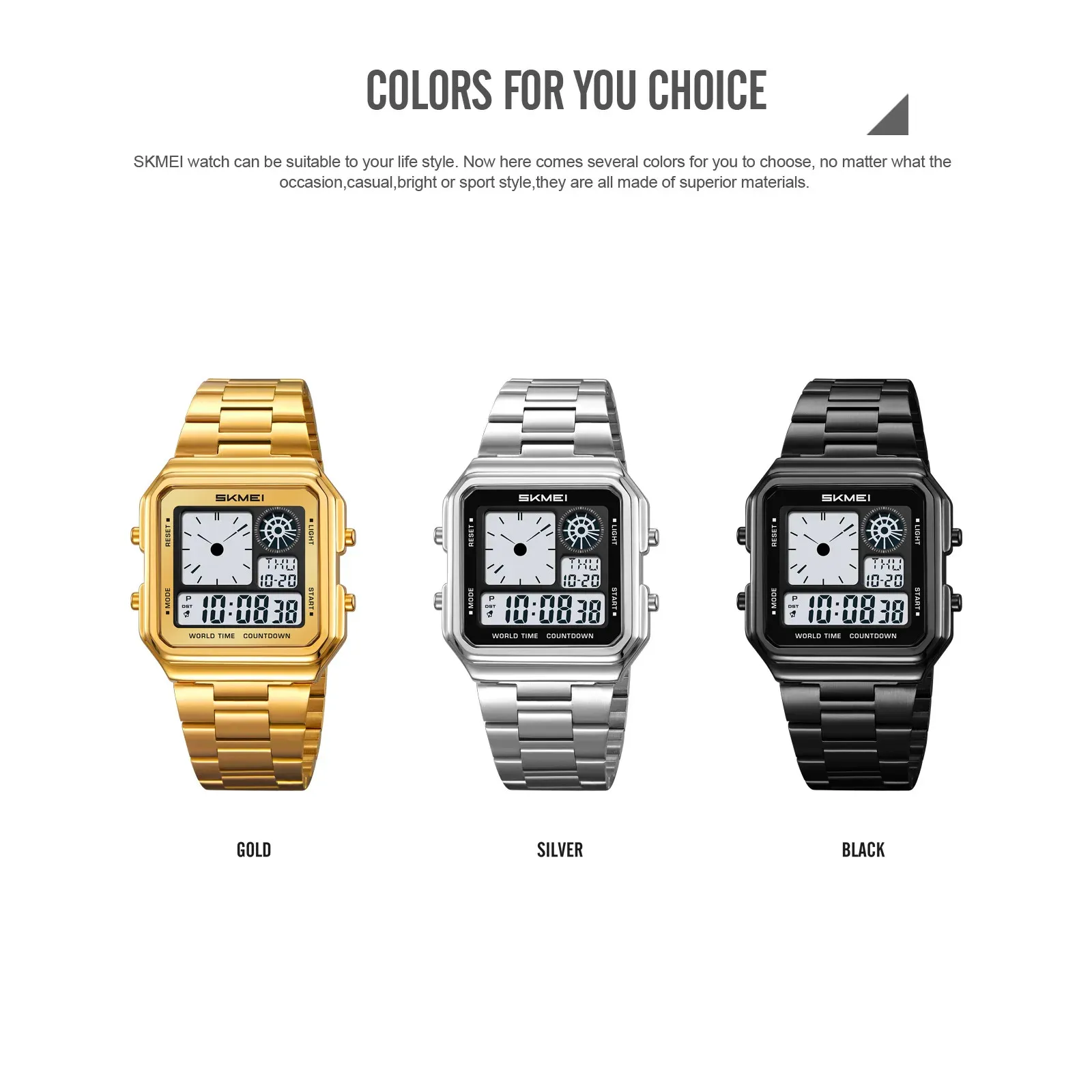 ساعة يد نسائية Daylight SKMEI 2451 رياضية رقمية للرجال توفير الوقت مقاومة للماء #3