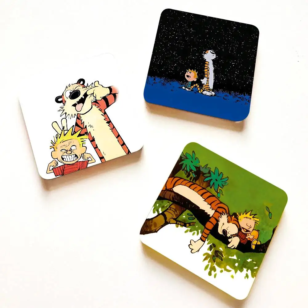 Calvin And H-Hobbes Acrylic Fridge Magnet Set Creative Square Decorative Adhesive Stickers Magnets For Festival Gift