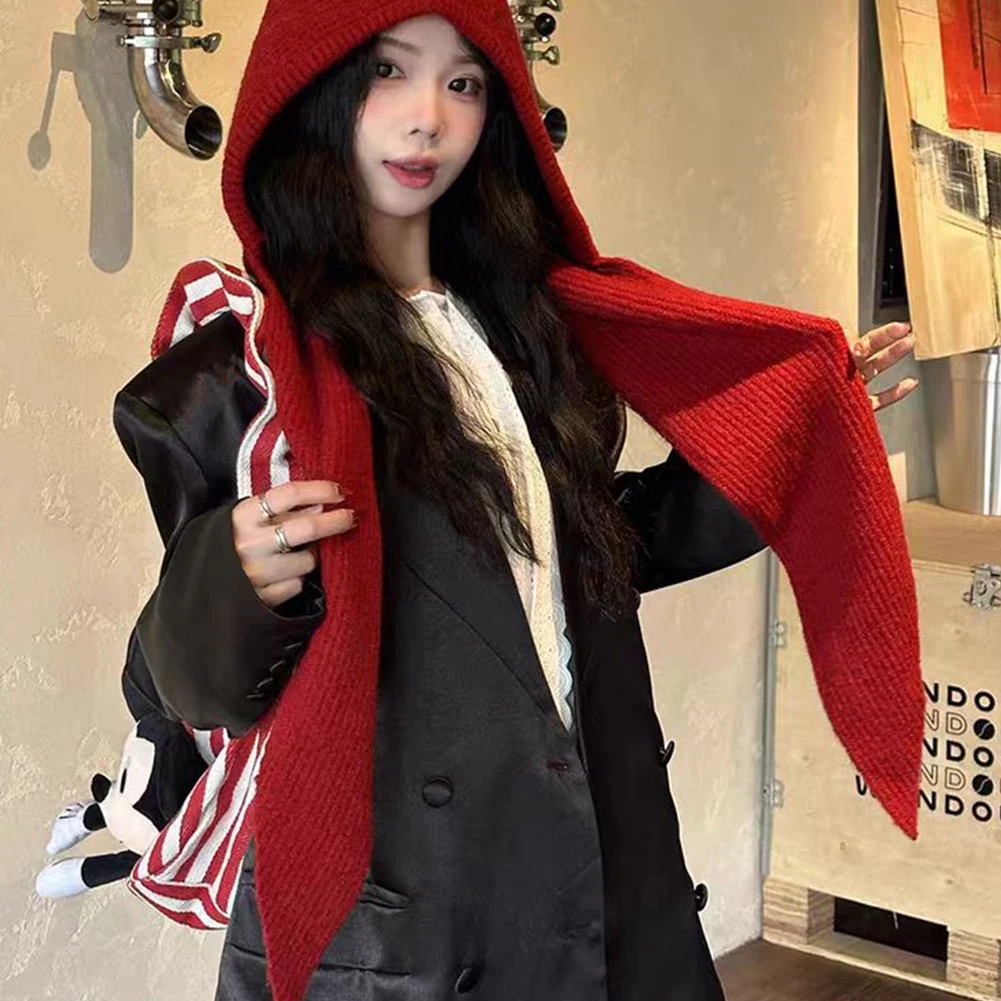 سميكة قطعة واحدة محبوك بالاكلافا مقنعين قبعة وشاح للجنسين حماية الرقبة شتاء دافئ الطقس البارد الإكسسوارات