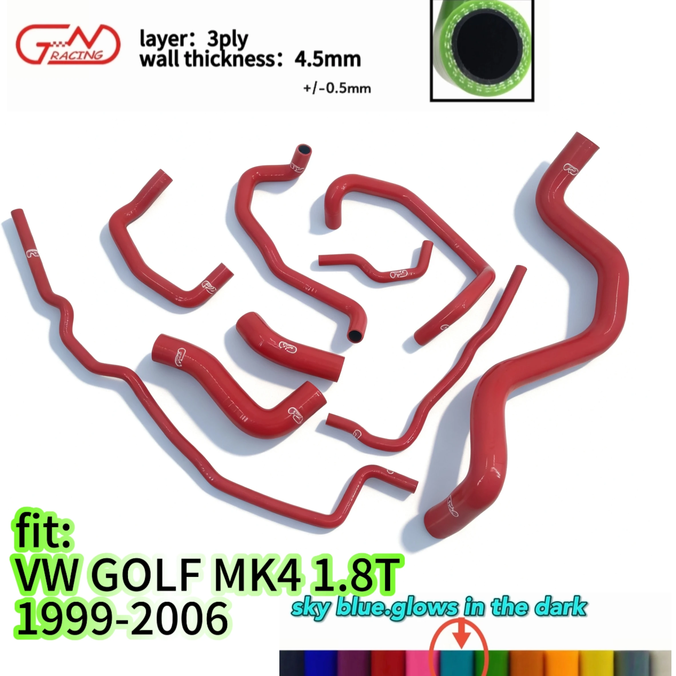 

Fit VW Golf GTI MK4 1.8T 2000-2006 Silicone Coolant Radiator Hoses Kit