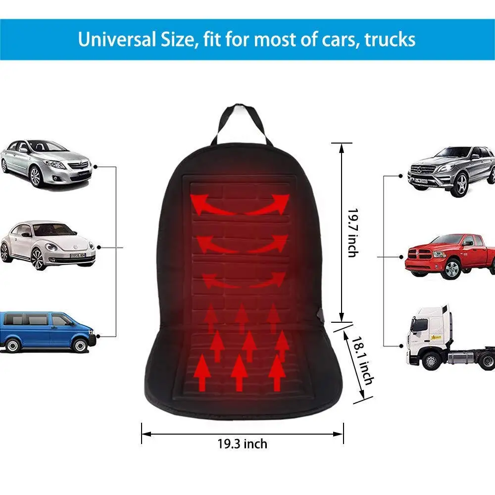 2 قطعة وسادة مقعد التدفئة 30-65 ° C سريع الدفء في 2 دقيقة للسيارة المنزل مكتب المضادة للانزلاق نسيج ناعم شبكة الظهر وسادة مقعد السيارة
