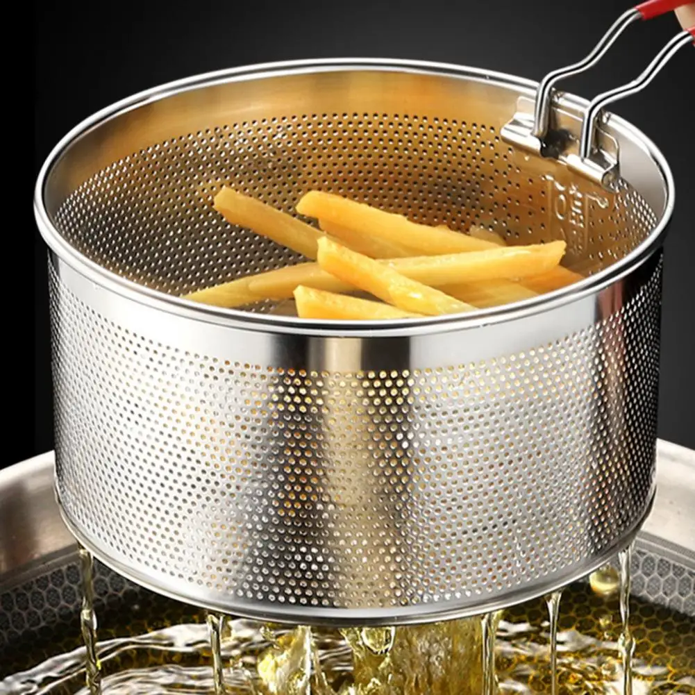 

2026 12/14/16/18/20cm Stainless Steel Fryer Basket with Handle,Kitchen Tool for Chicken Wings French Fries Pasta