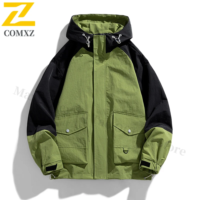 

Большая мужская куртка, весенне-осенняя новая стильная ветрозащитная водонепроницаемая дышащая куртка с капюшоном, уличная куртка для кемпинга и пешего туризма