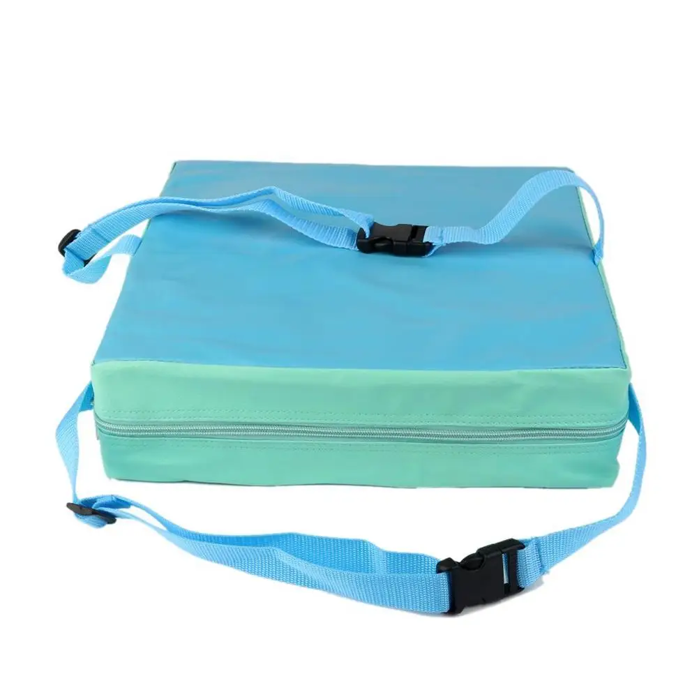 

Kids Dining Chair Cushion Booster Seat Portable Blue Toddler Adjustable Straps Buckles Removable Cover For Home