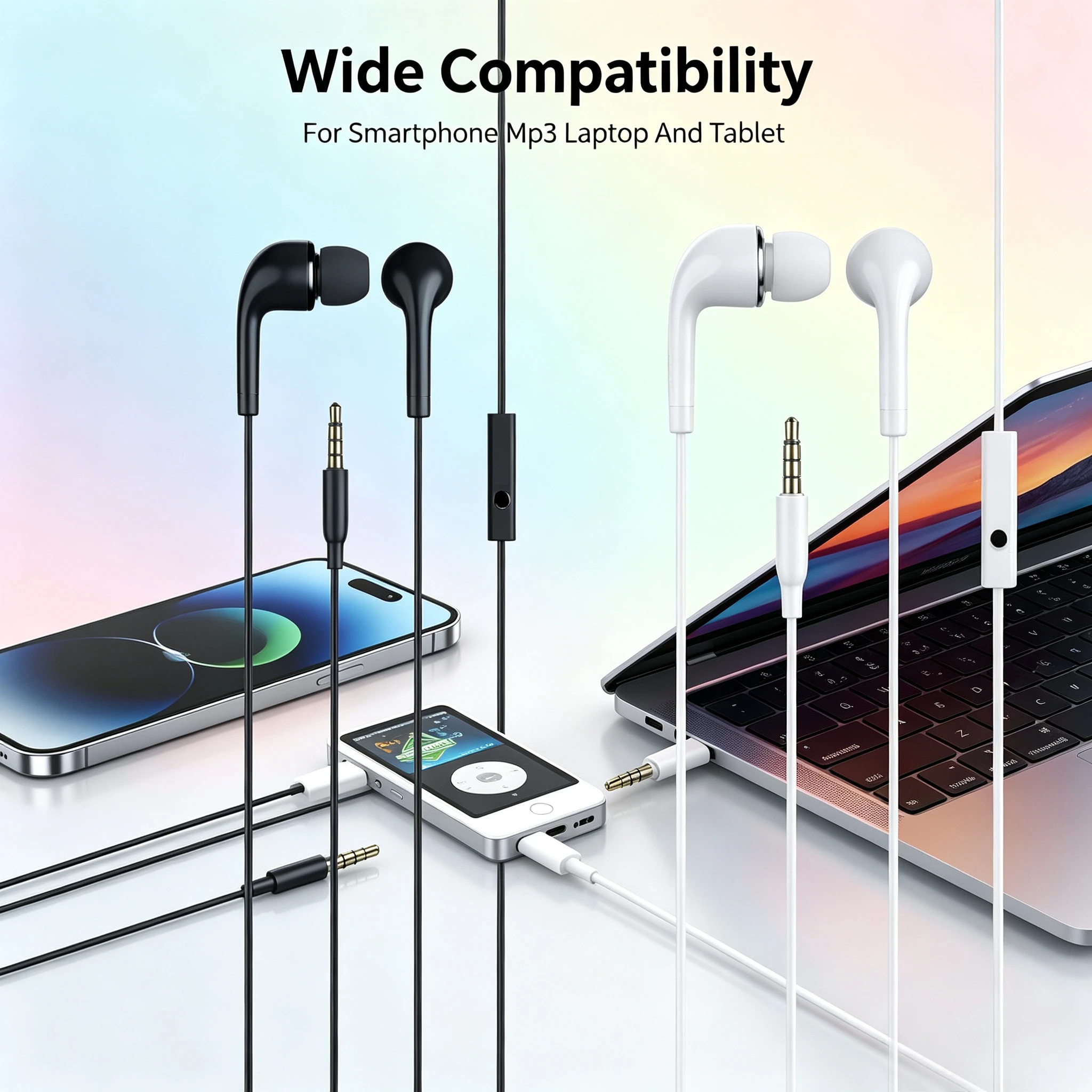 Auriculares Intrauditivos con Cable de 3.5mm AUX, Auriculares Estéreo con Micrófono Incorporado, Sonido Claro, Ajuste Cómodo para Smartphone, MP3, Laptop, Tablet