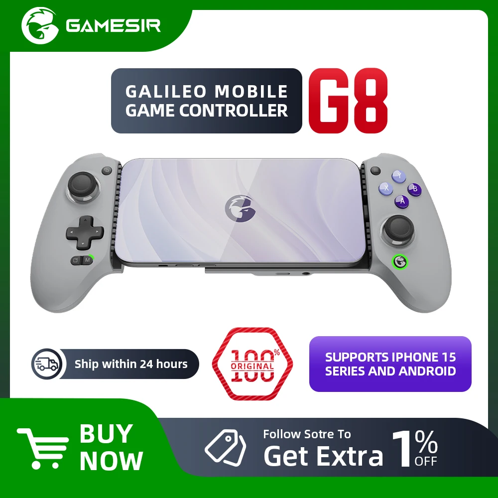 GameSir G8 Mobile Phone Gamepad Hall Effect Game Controller for iPhone 15 Android Cellphone Cloud Gaming Xbox Game Pass STADIA