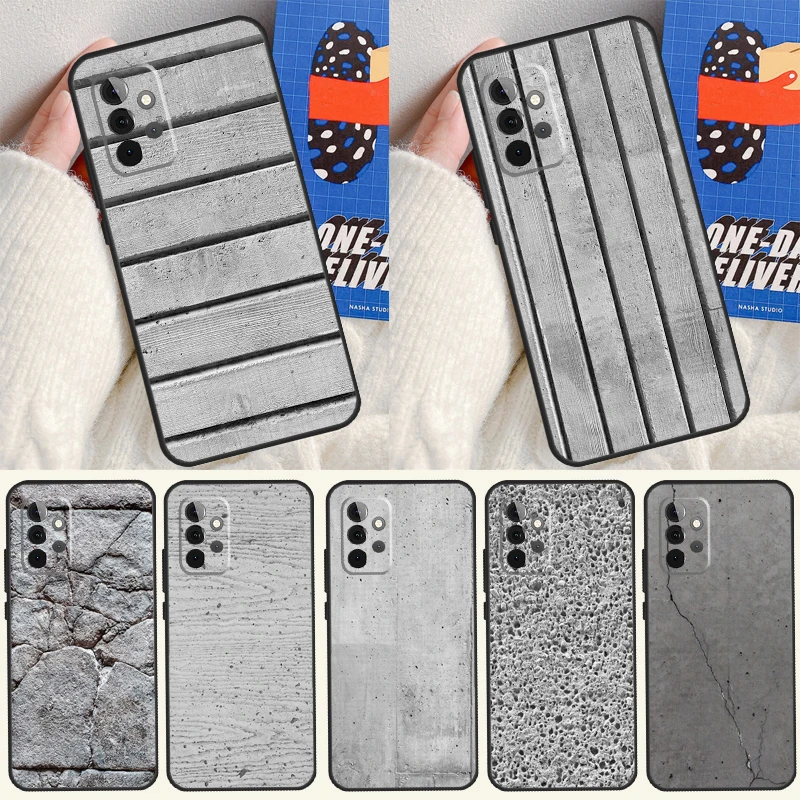 Concrete cracked stone Texture Case For Samsung Galaxy A51 A71 A50 A70 A53 A33 A73 A12 A22 A32 A52 A72 A21S A52S Coque