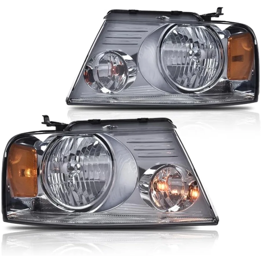 

Фары в сборе, совместимые с пикапом F150 2004 г. и автомобилями Lincoln Mark LT 20062008 гг., дымчатые линзы с хромированным корпусом