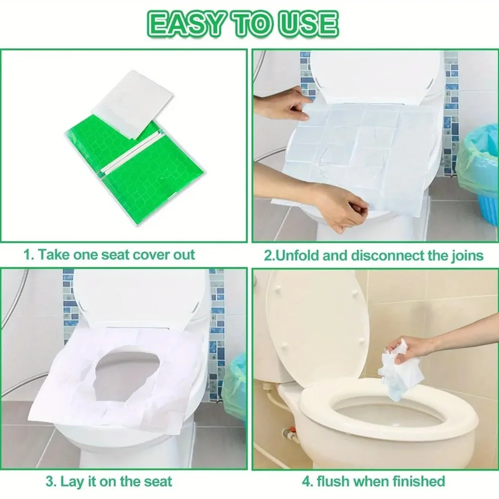 20/50Pcs Disposable Flushable Toilet Seat Covers Portable Travel Accessories Hotel Outdoor Public Restroom Daily Use Supplies view 5