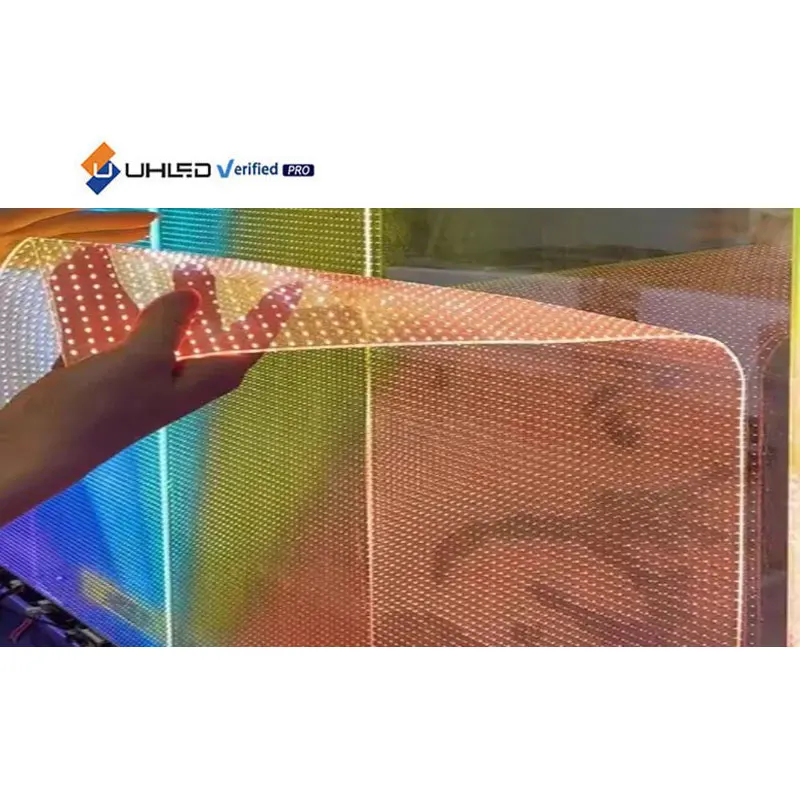 UHLED فيلم LED شفاف زجاج شفاف شاشة LED شاشة فيلم كريستال LED شاشة زجاجية شفافة
