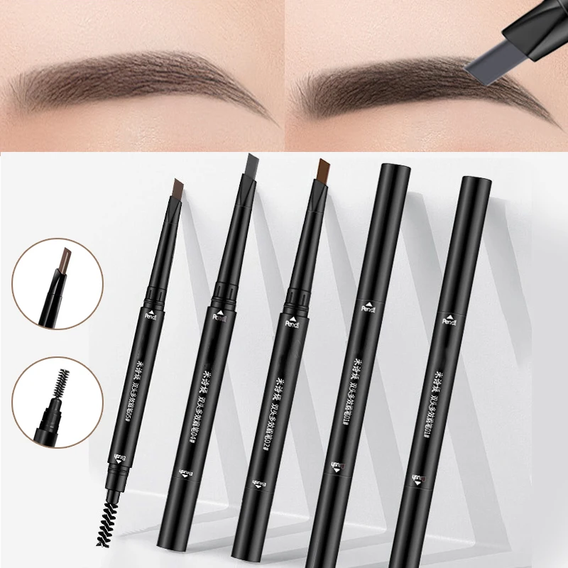 5 Color Waterproof Matte Eyebrow Pen Makeup Double Head Long Lasting Brown Non-Smudged Eye Brow Pencil Tint with Brush Cosmetics