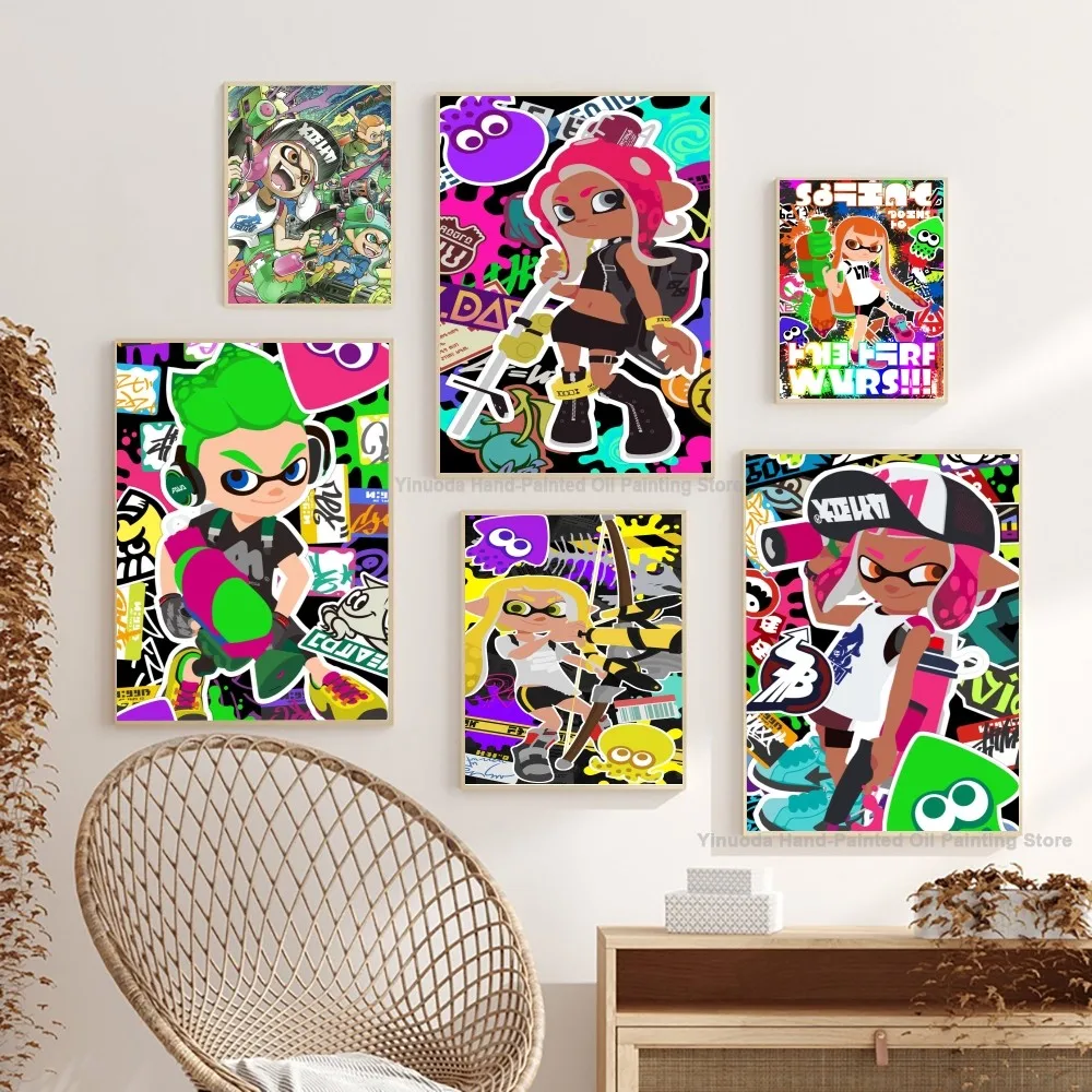 1PC Game Splatoon 3 Poster Paper Print Home Living Room Bedroom Entrance Bar Restaurant Cafe Art Painting Decoration