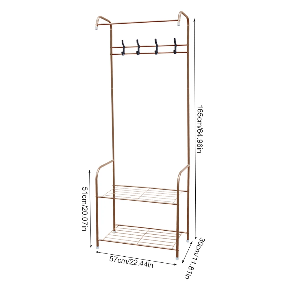 Colgador independiente de Metal marrón para zapatos, 4 ganchos, perchero para ropa, percha para abrigos, soporte para armario, entrada para casa