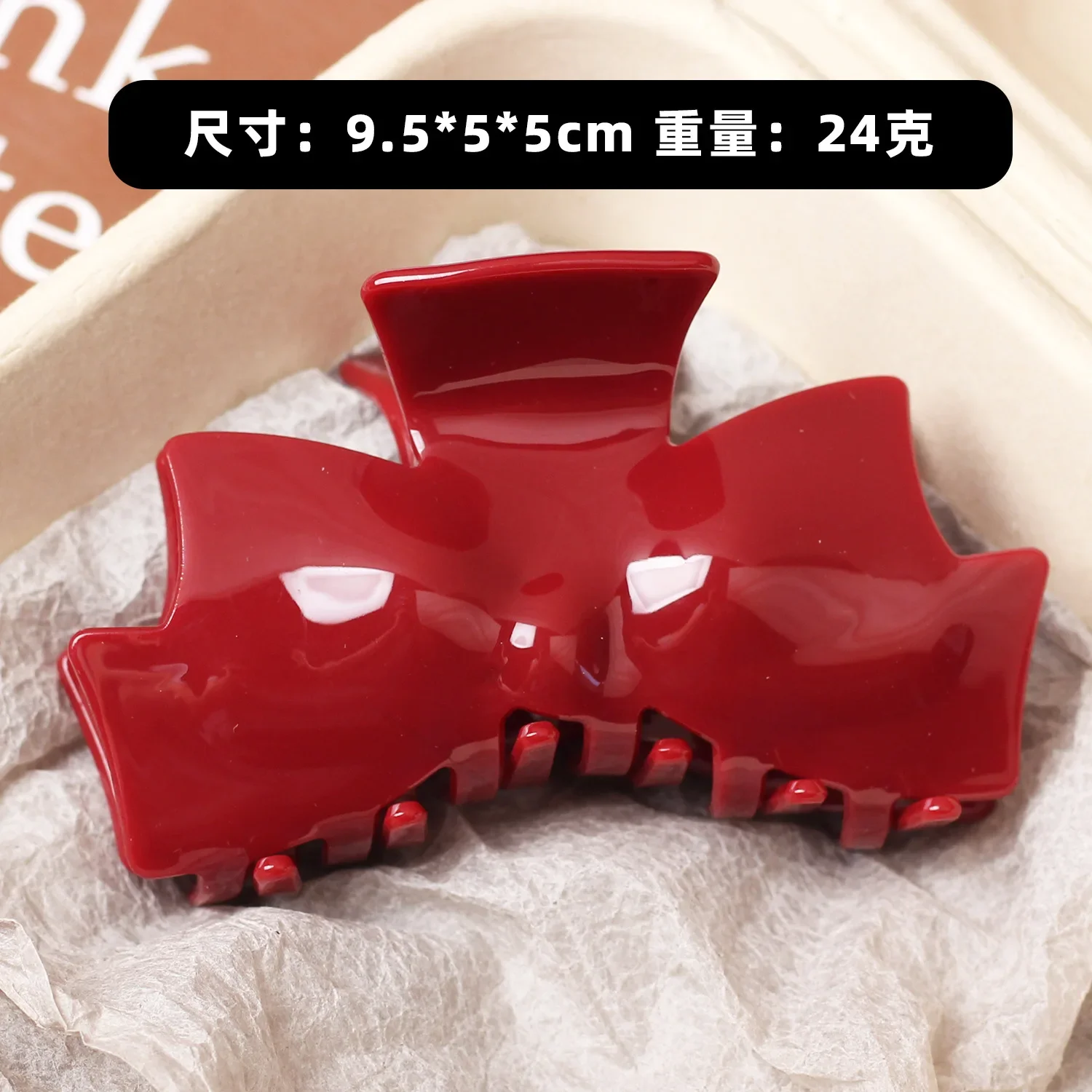 

YHJ Solid Color Hair Claw Classic Popular Style Elegant Passionate Red Acetate Hair Claw Clip Hair Accessories for Women Girls