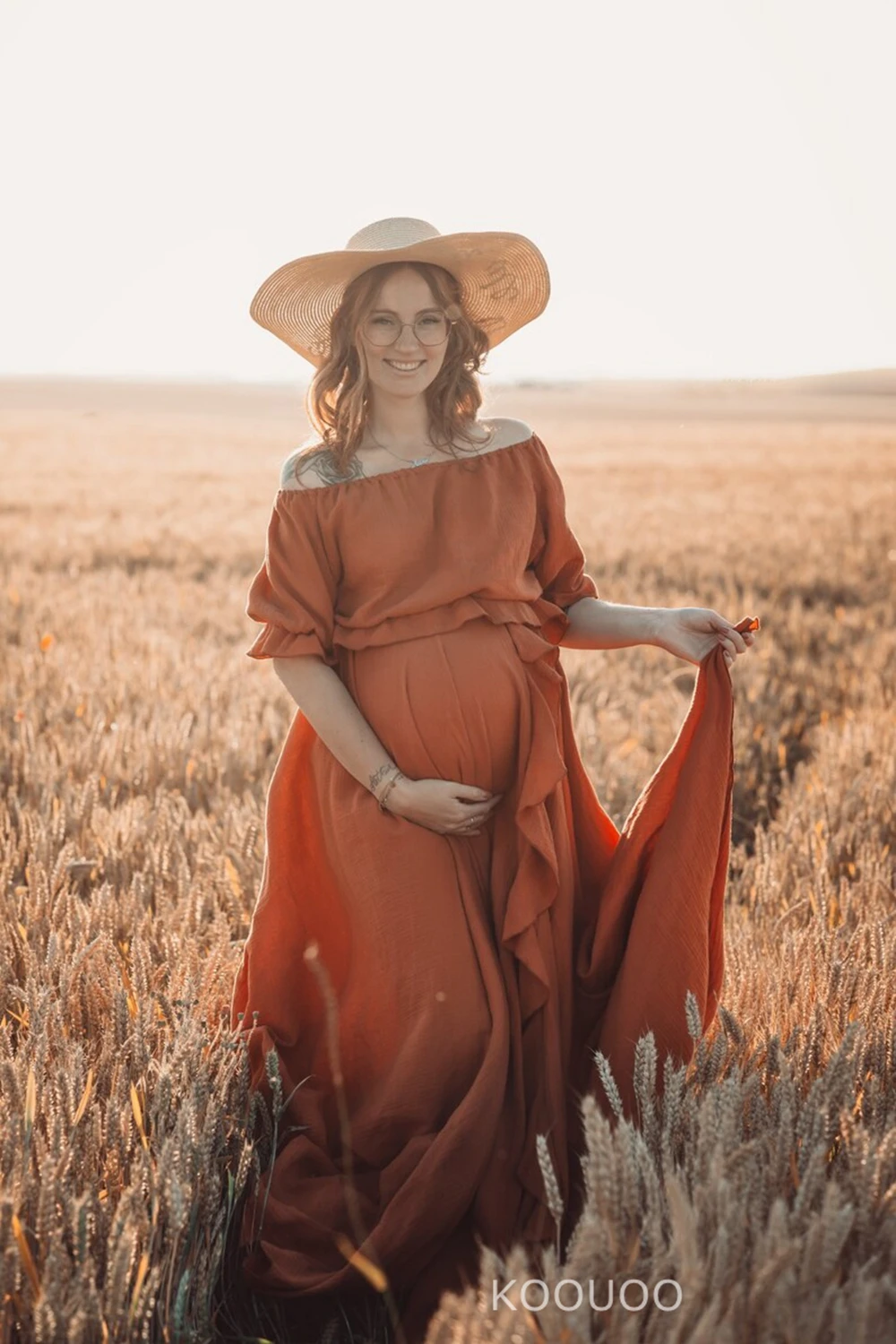 Maternity Dresses Photo Shoot Boho Texas Top Pregnancy Vintage Photogrpahy Slit Gown Callella Limited Edition Off Shoulder