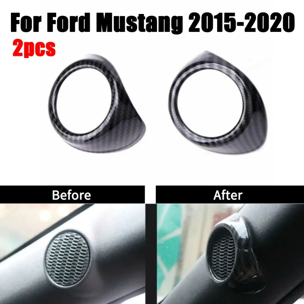 

Carbon Fiber Car Door Stereo Speaker Cover Fit for Ford Mustang 2015 2016 2017 2018 Trim A Pillar Column Tweeter