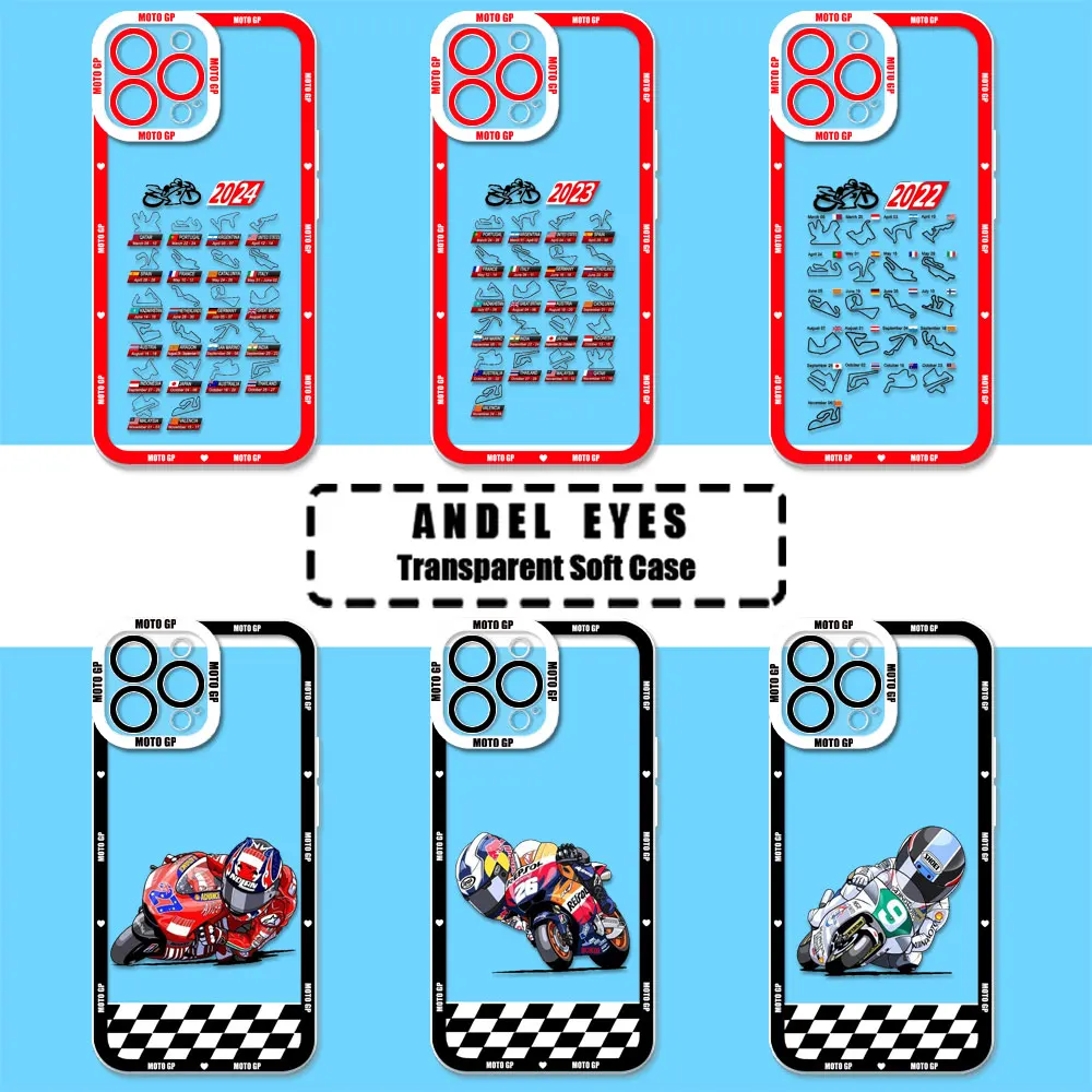 Transparent Case For iPhone 11 12 13 Mini 14 15 Pro Max 7 8 Plus X 14 15ProMax Phone Case 2024 M-Moto GP Calendar Schedule Cover