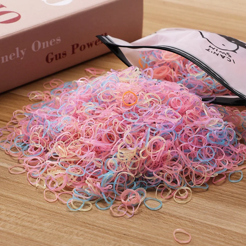 1000/2000 Stück Bunte Kleine Einweg-Gummibänder für Mädchen, Elastische Haarbänder, Pferdeschwanzhalter, Scrunchies, Mädchen-Haaraccessoires