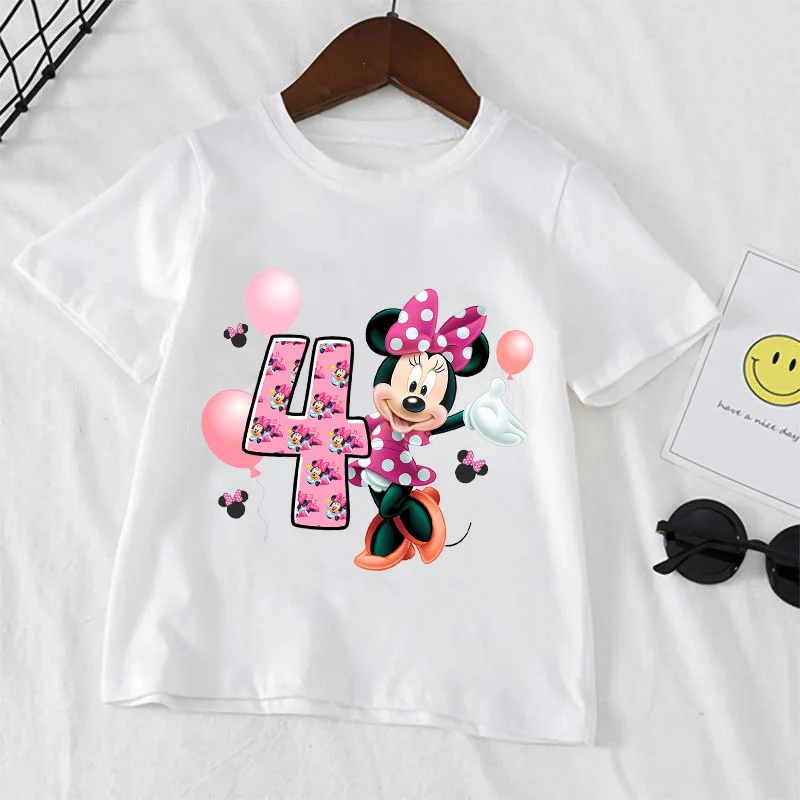 Mickey Minnie Mouse Clothes Children Summer T Shirt Print Cartoon Boy Girl Short-Sleeve Tops Baby Tee Clothing Kid Birthday Gift