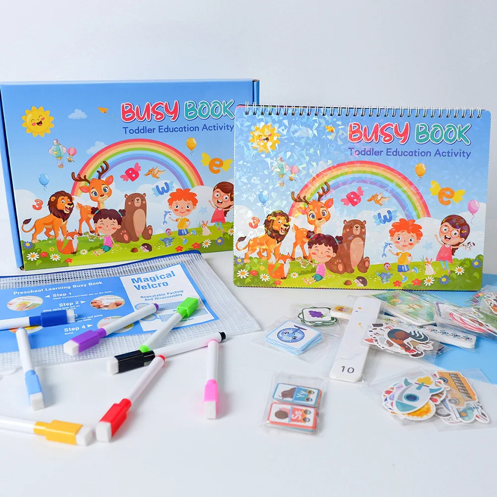 1Set Cognition Sticker Book Kids DIY Educational Decals Cartoon Pattern -on Learning Preschool Classroom