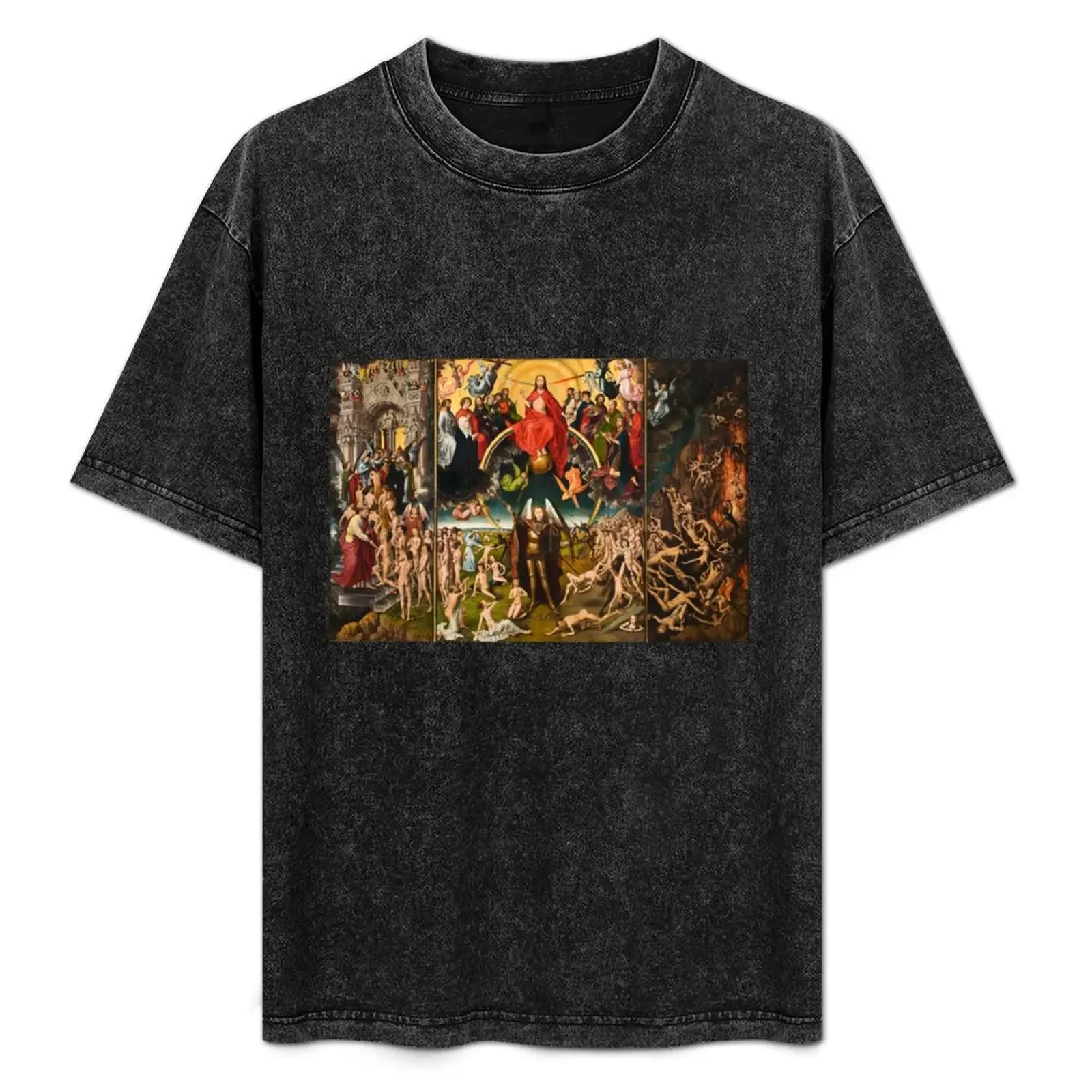 

HD Last Judgement (3 panels) , by Hans Memling - Original colors- HIGH DEFINITION T-Shirt Comfortable Workout Short Sleeve Shirt