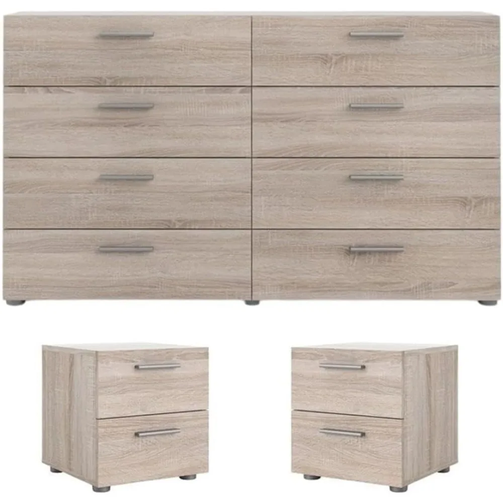 

"truffle finish 3-piece bedroom set with 8-drawer dresser and 2-drawer nightstand"