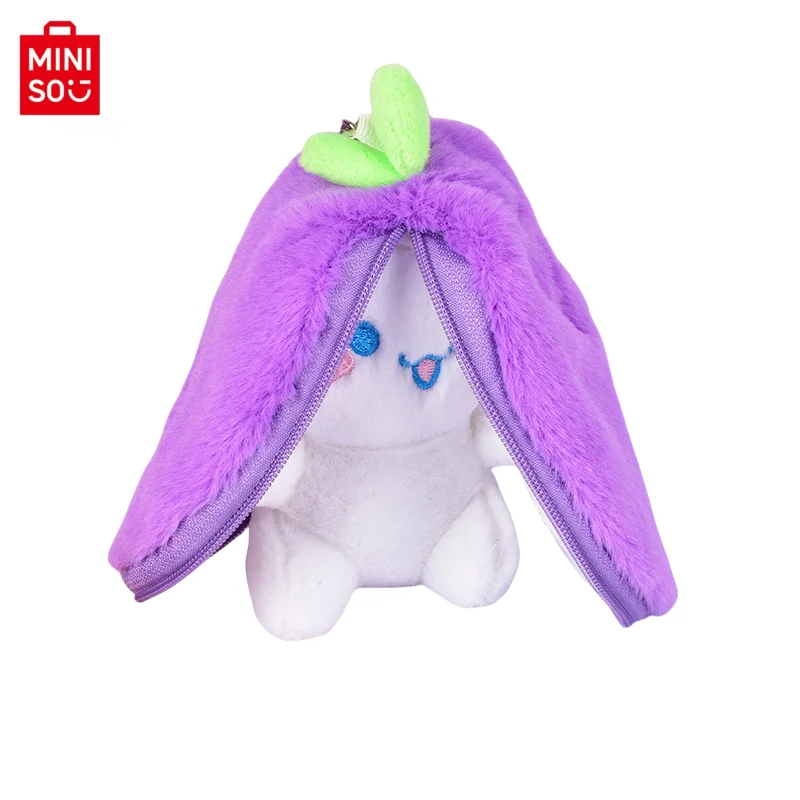 MINISO 10CM Creativo Doll Design Giocattoli Carino Frutta Mini Borsa Portachiavi Ciondolo Luce Morbido Coniglio Auto Peluche Portachiavi Regali di Pasqua