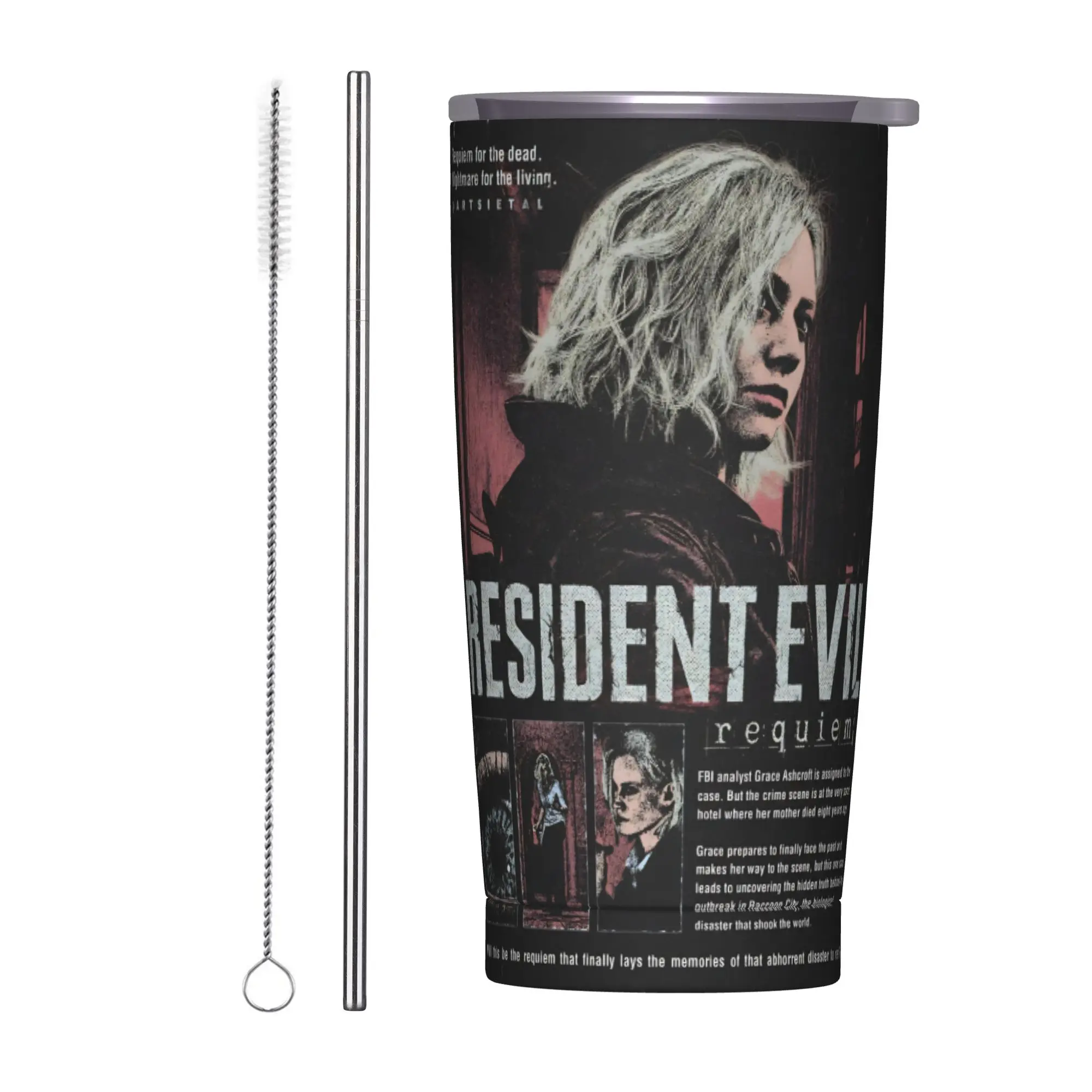 Residents Evils 9  Insulated Tumbler with Straws Games Stainless Steel Coffee Mugs Office Home Hot Cold Drinks Cups 20oz