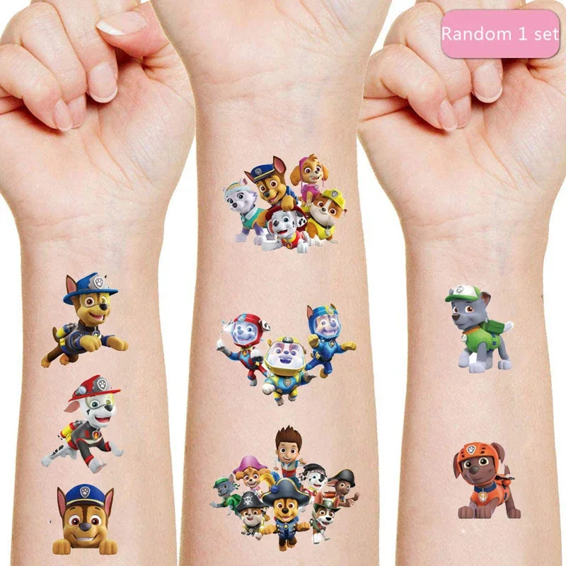 Original Paw Patrol Tattoo Sticker Puppy Toys Pat Patrouille Chase Anime Stickers Toy for Children Boys Girls Birthday Kids Gift