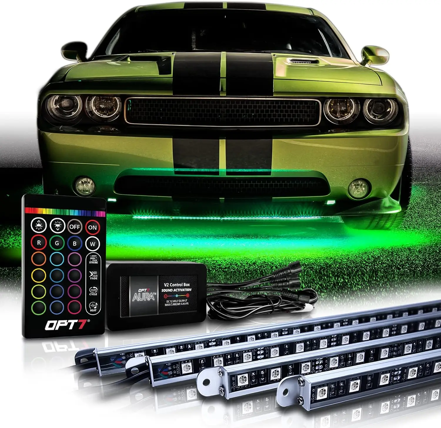 Aura Aluminum LED Underglow Kit for Car with Remote Control,Exterior Neon Accent Under Glow Lights,Rigid Waterproof Strip Lights